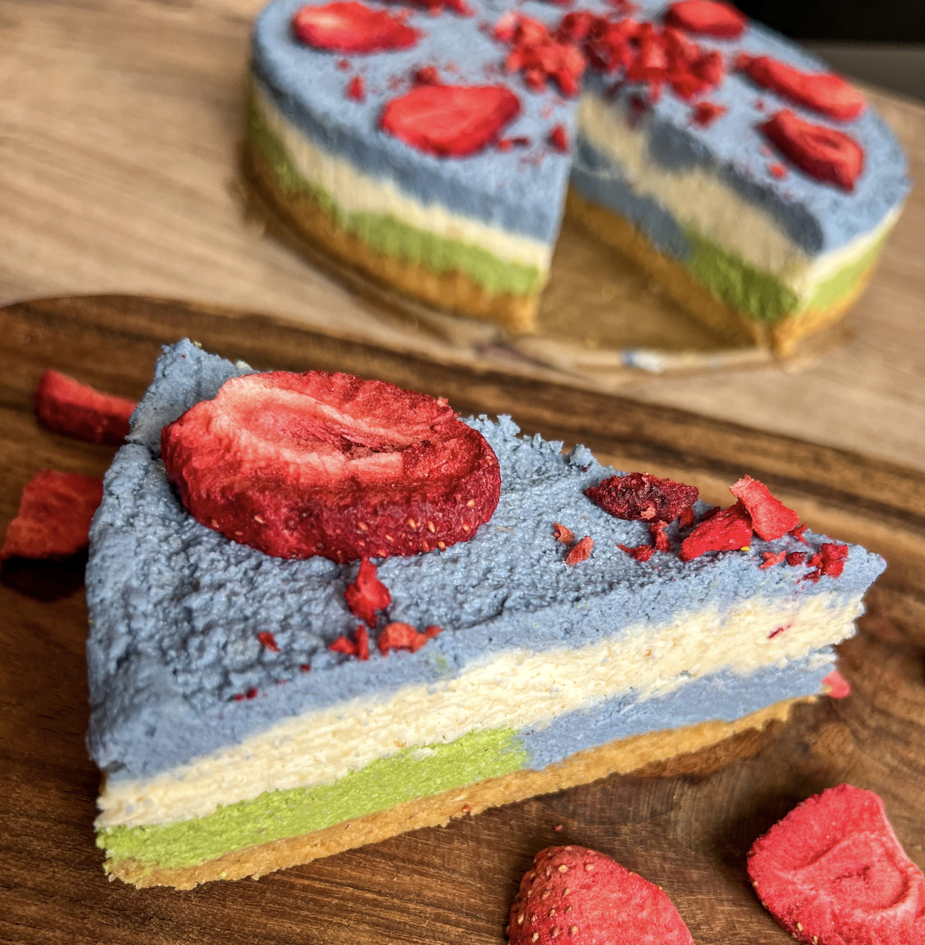 nepečený matcha cheesecake